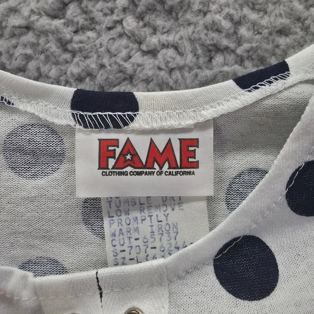 Vintage Fame Clothing Co Polka Dot Top and Shorts Set Navy White Kids 6X USA 90s
